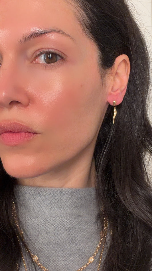 Vintage yellow 14K Italian cornicello dangle post earrings