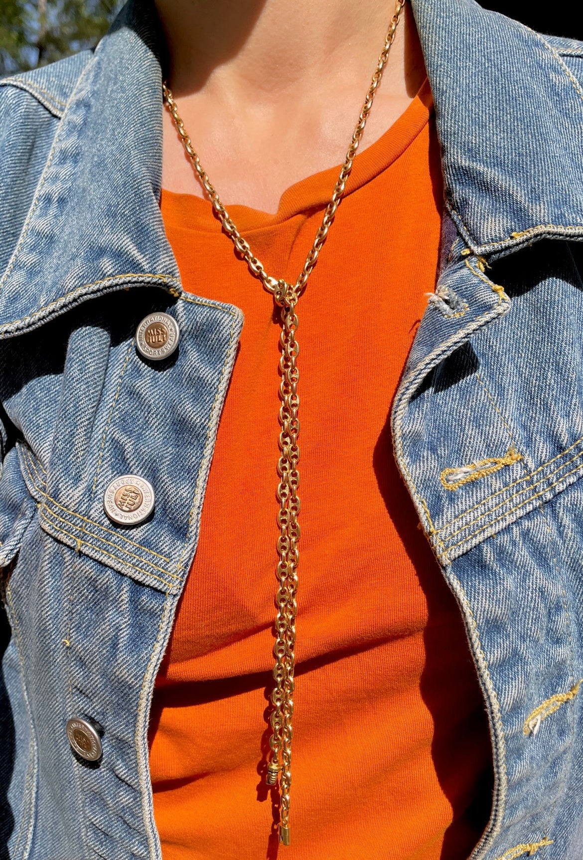 Vintage yellow 14K solid mariner chain, 35.25 inch