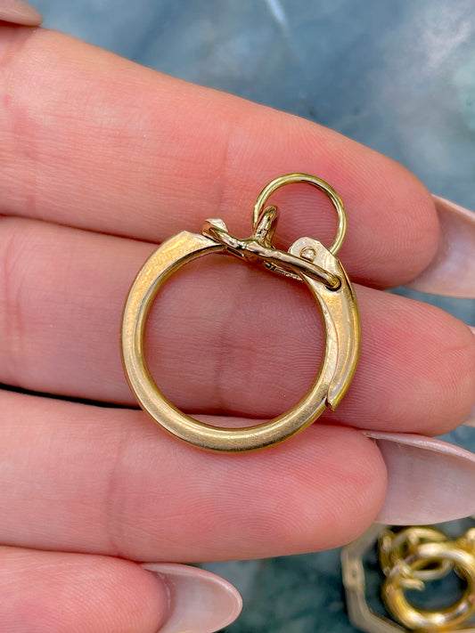Vintage yellow 18K key ring style charm holder