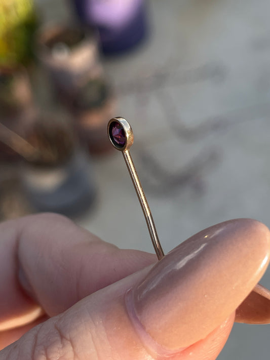 Antique yellow 18K pink tourmaline 0.25 ctw stickpin or charm