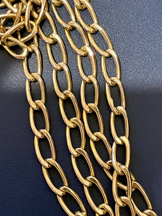 Vintage yellow 14K oval link continuous chain, 31 inch