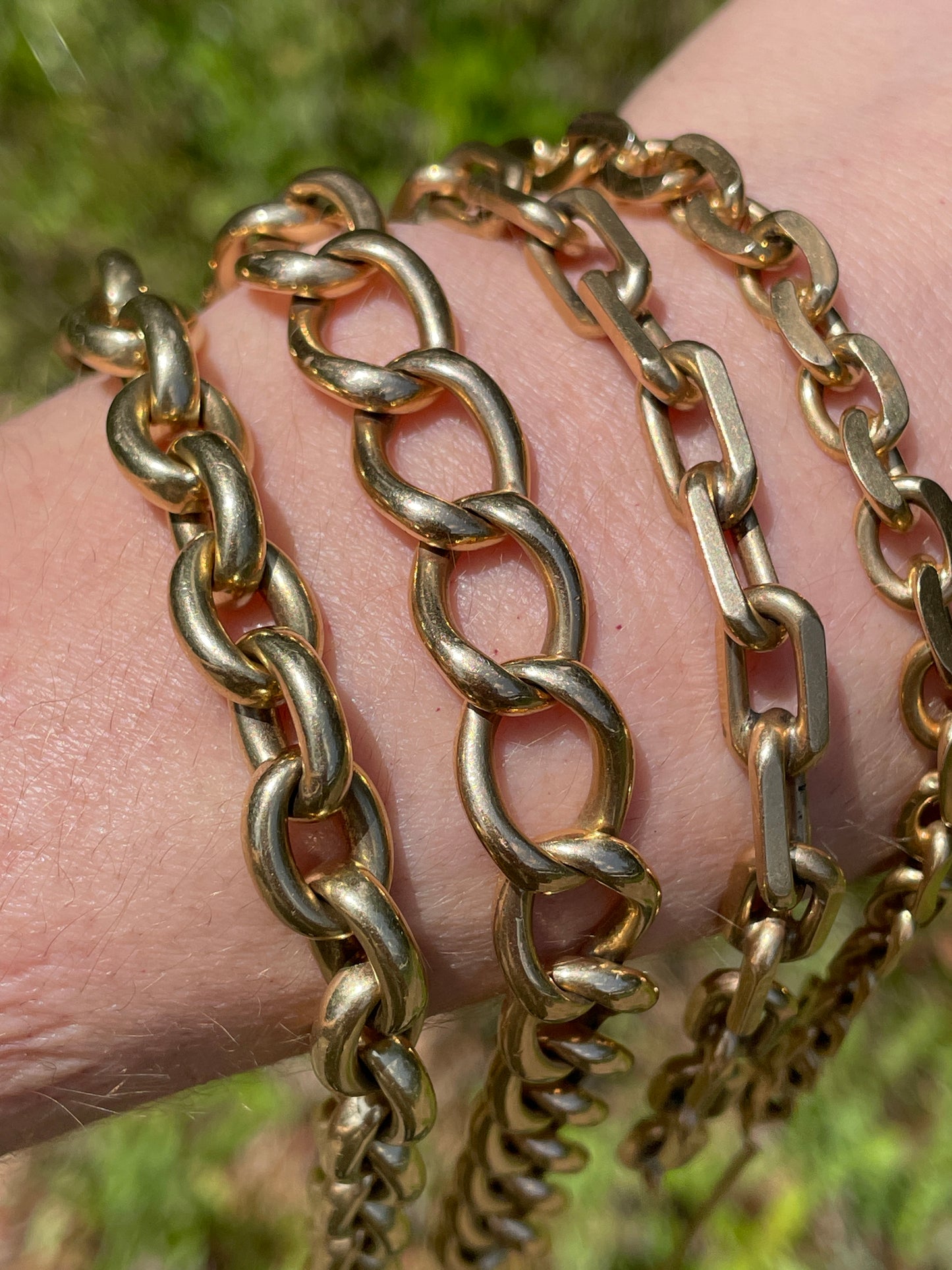 Vintage yellow 14K round cable link bracelet, 8.5 inch and sizable