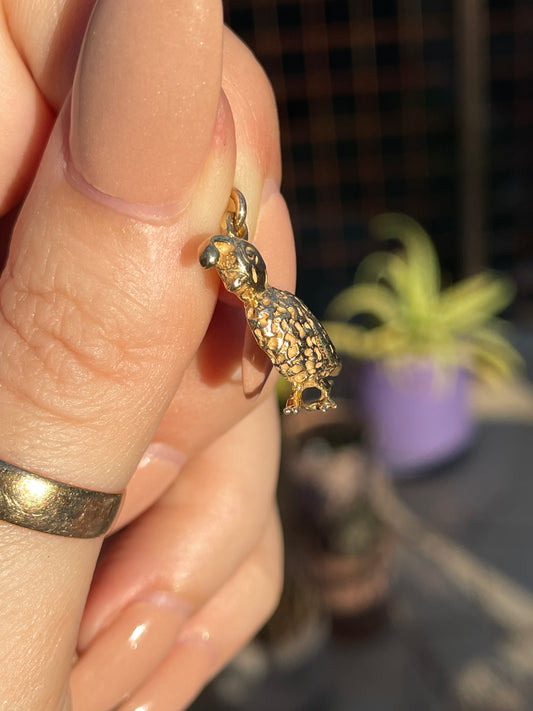 Vintage yellow 14K quail bird charm
