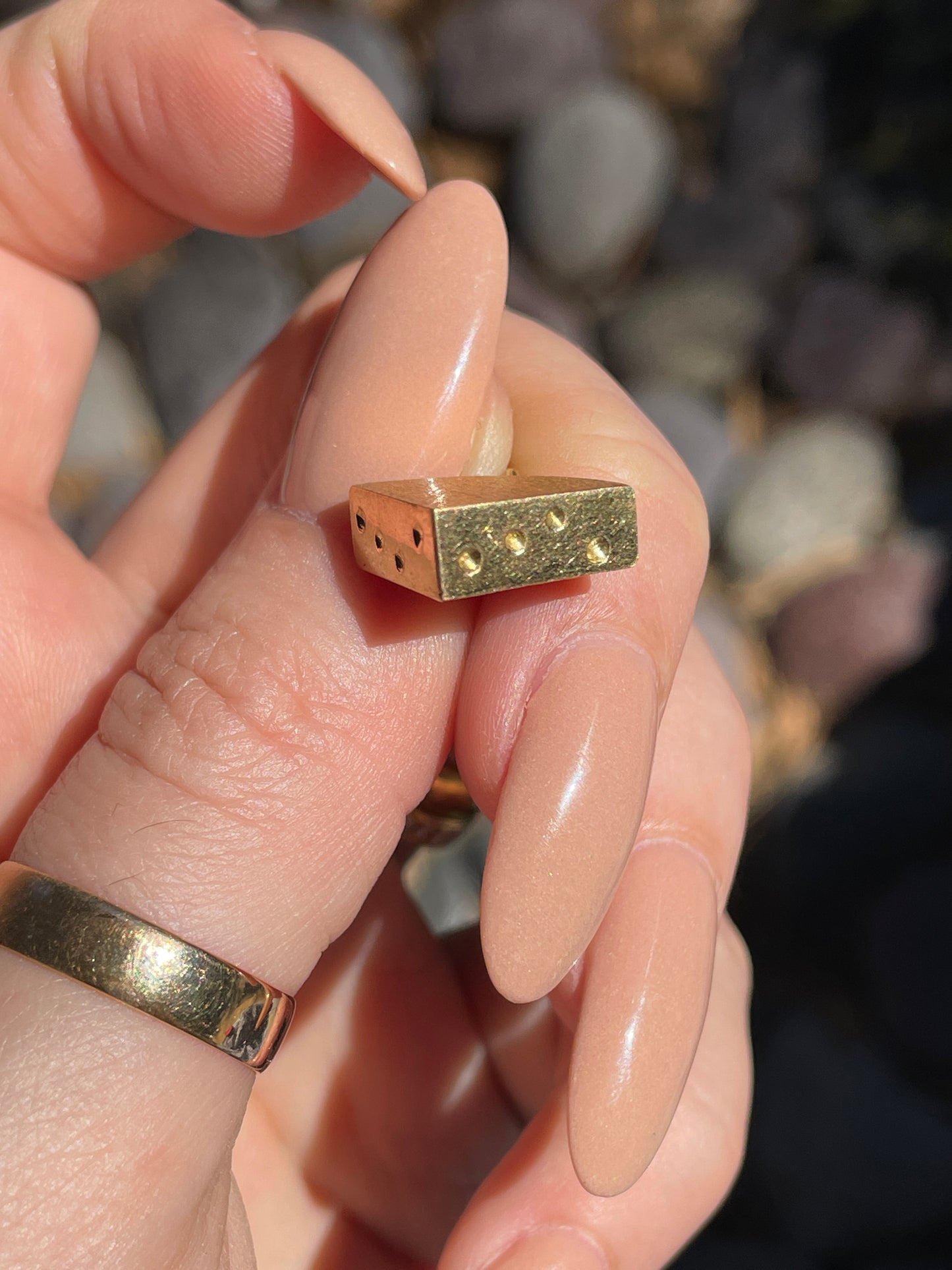 Vintage yellow 18K triangular cheese wedge charm