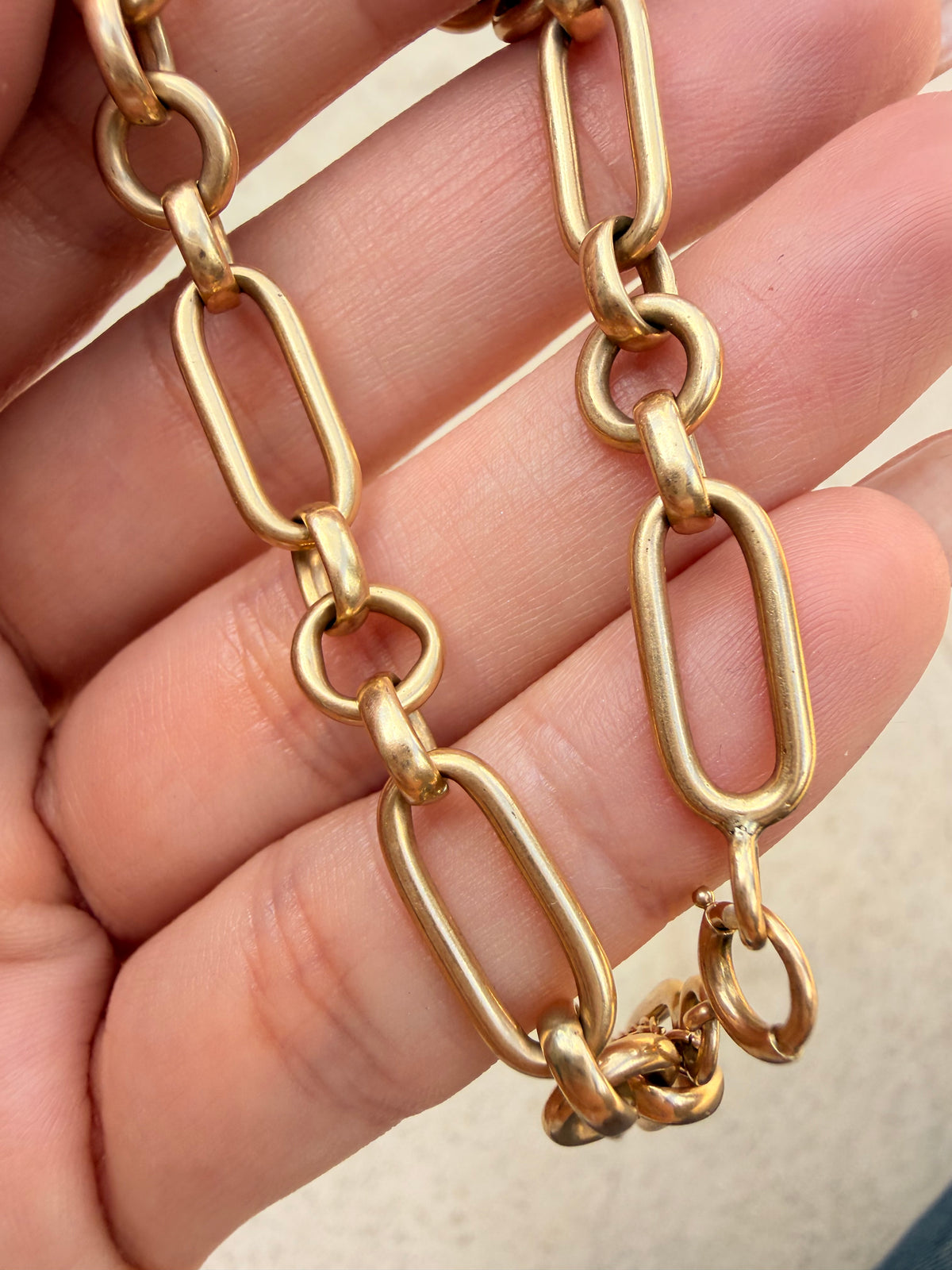 Vintage yellow 14K gold solid mixed link bracelet