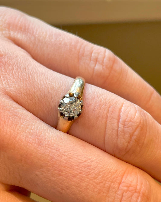 Antique yellow and white 14K gold approx .52 ctw old cut diamond ring, size 6