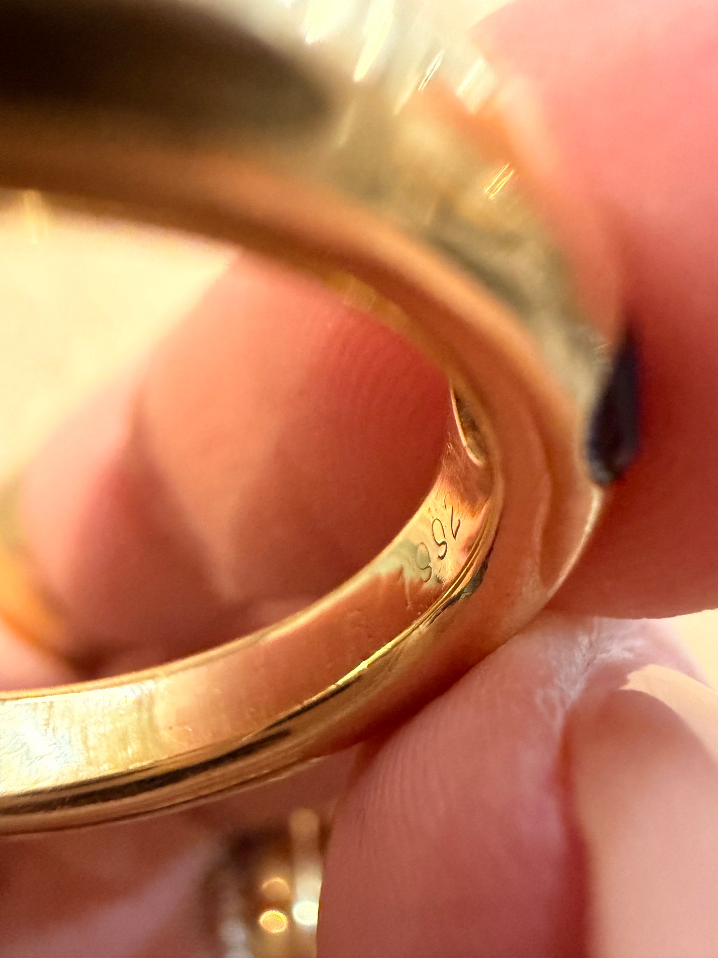 Vintage yellow 18K Cartier ellipse sapphire ring circa 1992, size 5.75-6