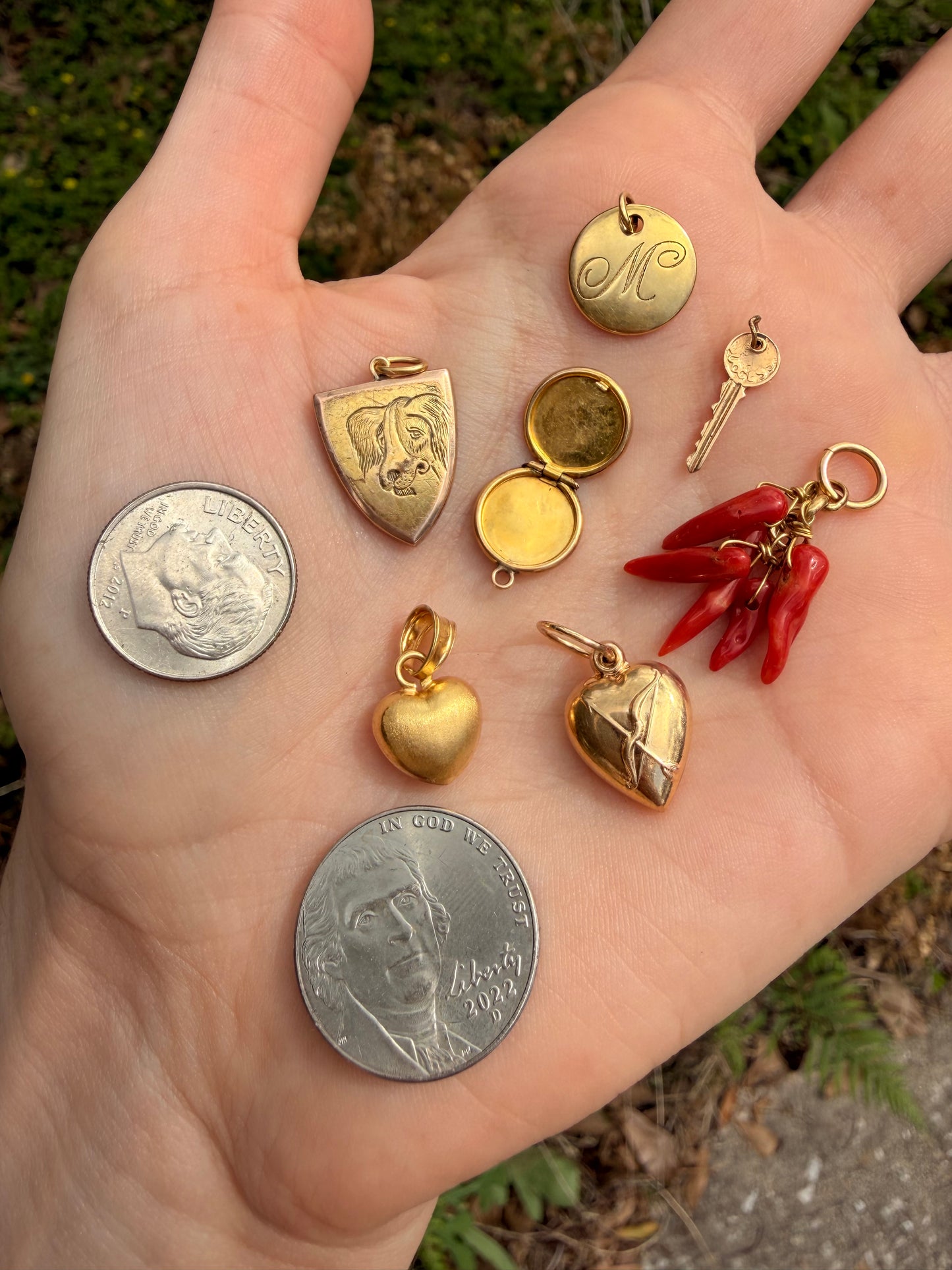 Vintage yellow 14k gold key charm