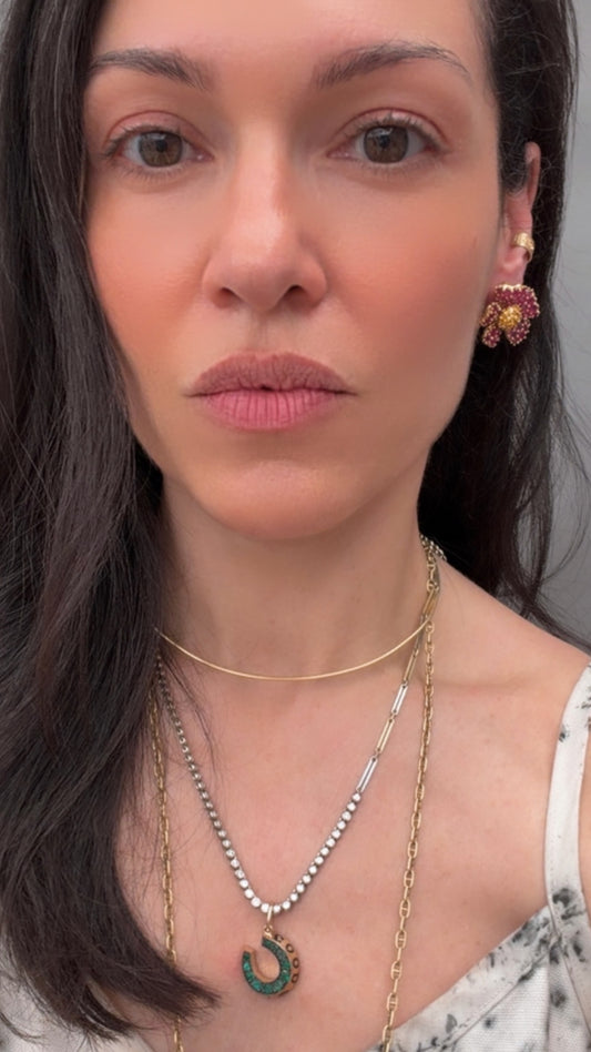 Yellow 18K gold, 3.2 ctw yellow sapphire and 10 ctw natural ruby flower earrings