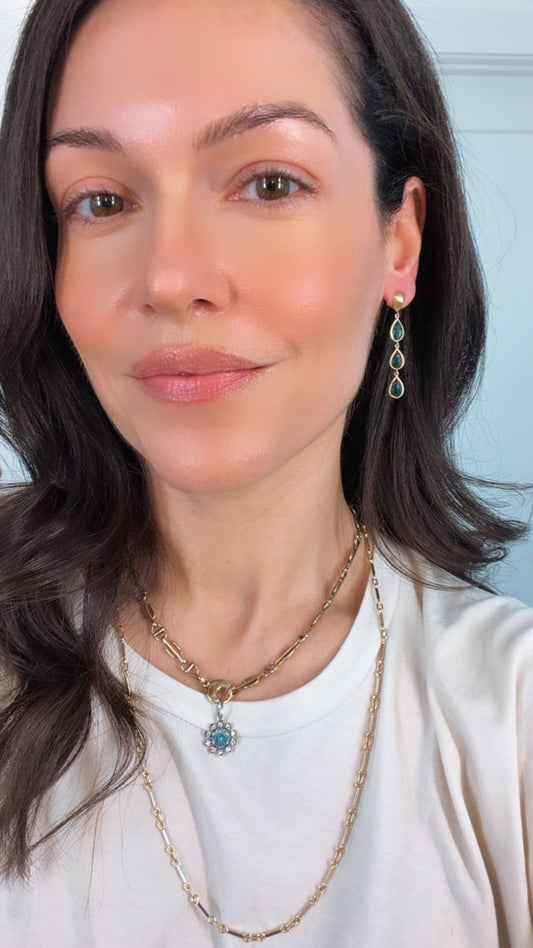 Vintage yellow 14K green tourmaline drop earrings