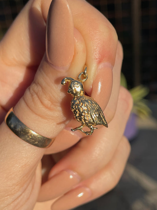 Vintage yellow 14K quail bird charm