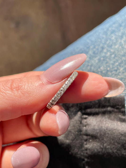 Antique platinum 14K approx .62 ctw diamond eternity ring, size 6.75
