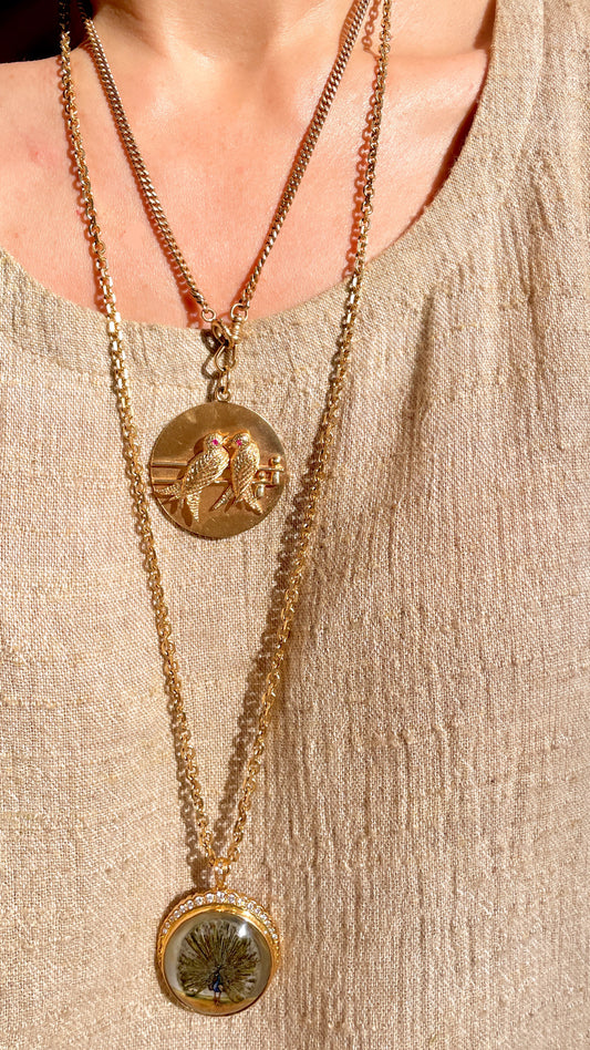 Vintage yellow 14K solid angled biker link chain, 30 inch