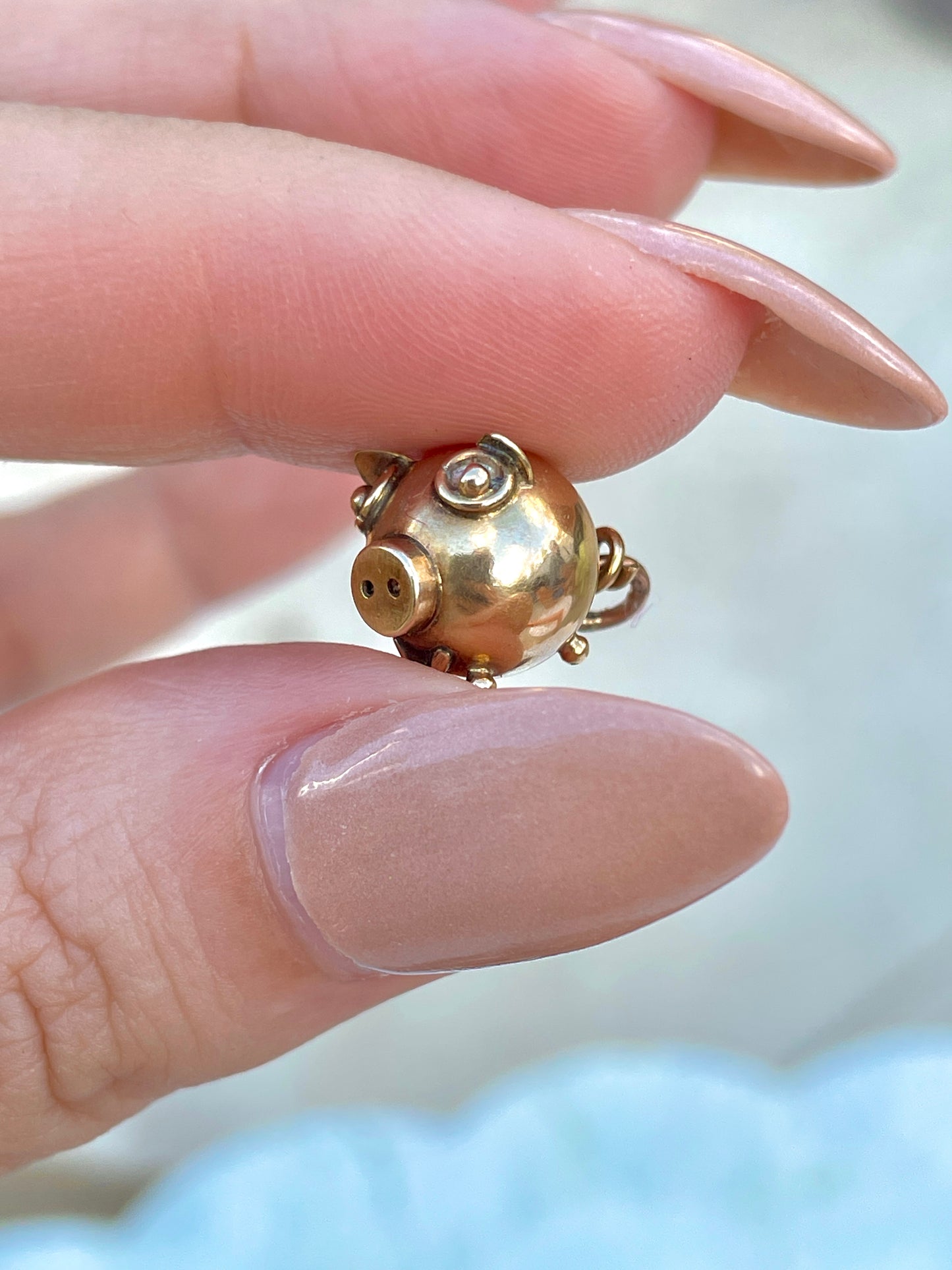 Antique yellow 9K piggy charm