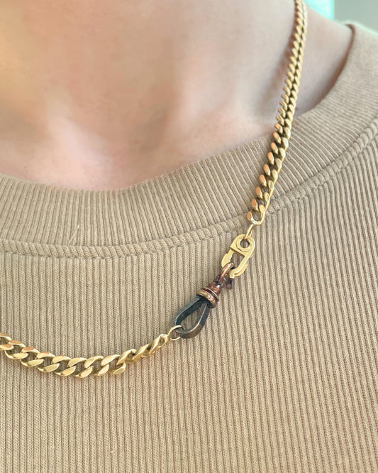Antique oxidized yellow 14K dog clip clasp, 7/8 inch long