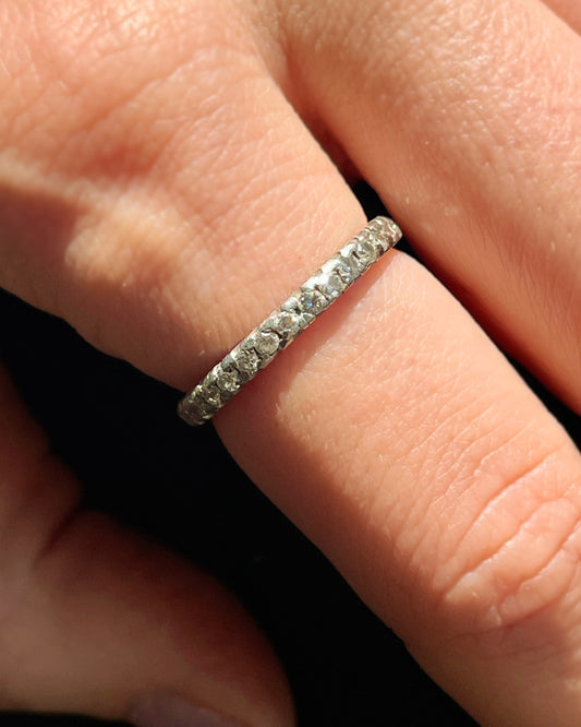 Antique platinum 14K approx .62 ctw diamond eternity ring, size 6.75