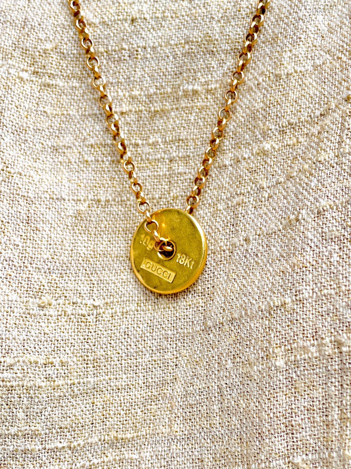 Vintage yellow 18K Gucci disc pendant