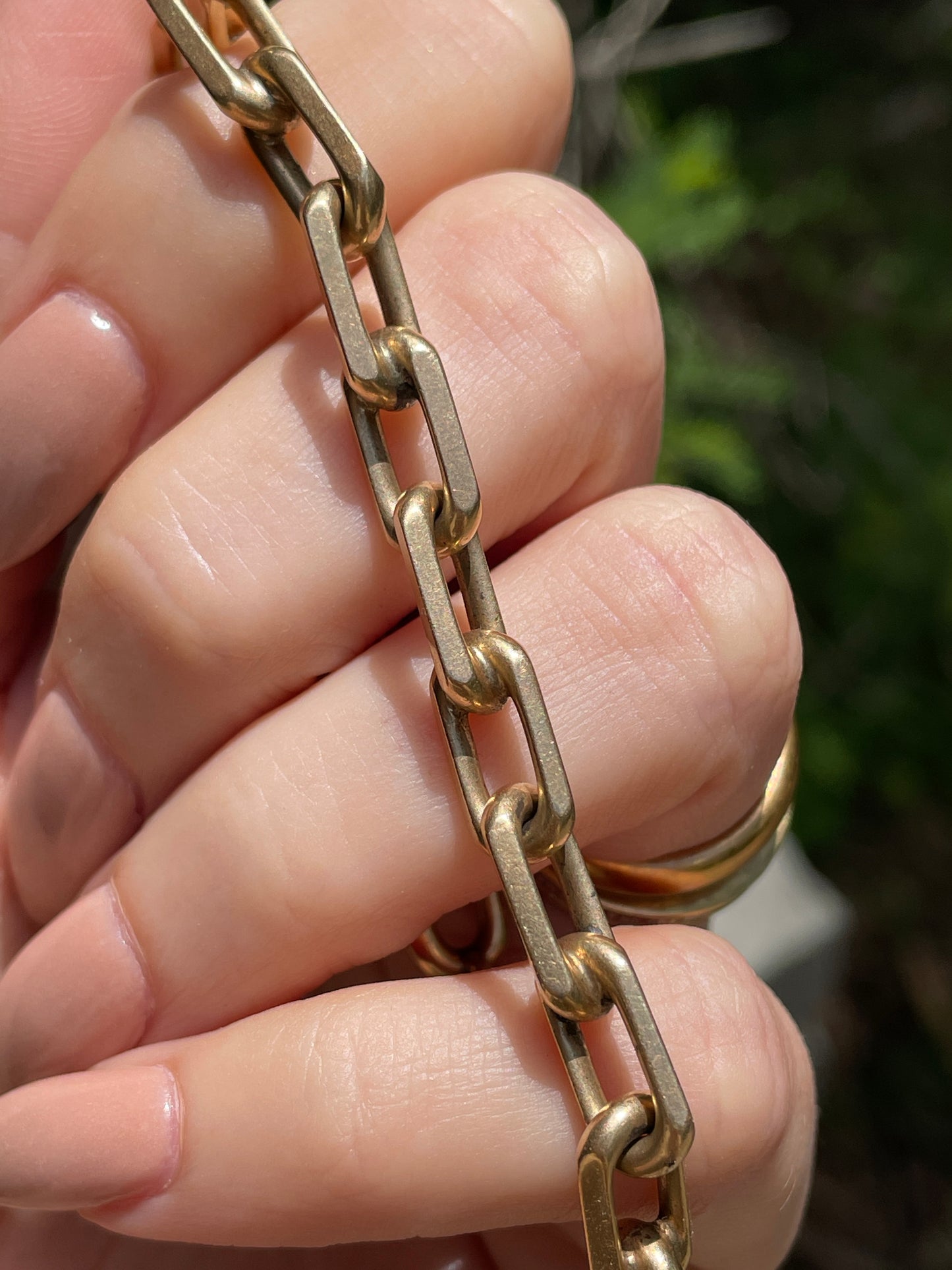 Vintage yellow 14K solid biker link bracelet, 7.5 inch and sizable