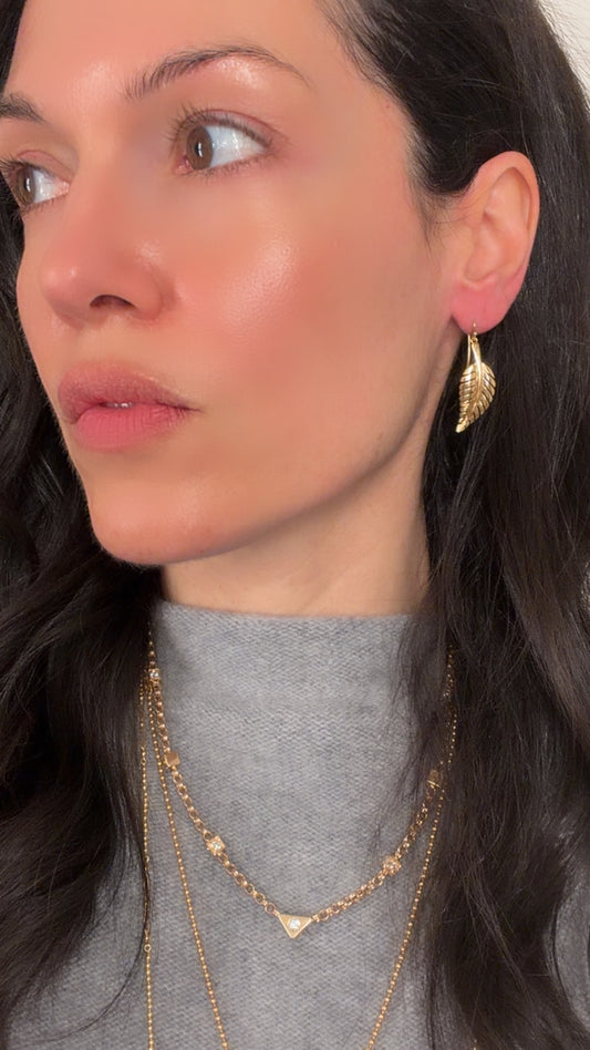 Yellow 18K Jennifer Meyer small leaf hook earrings