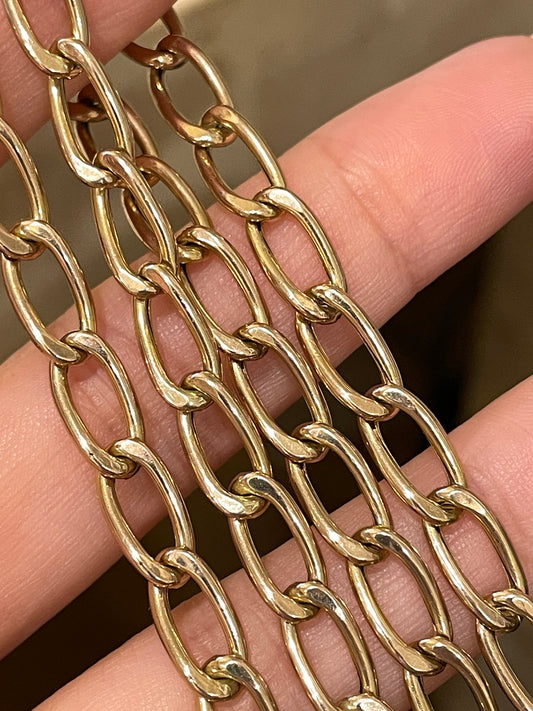 Vintage yellow 14K oval link continuous chain, 31 inch