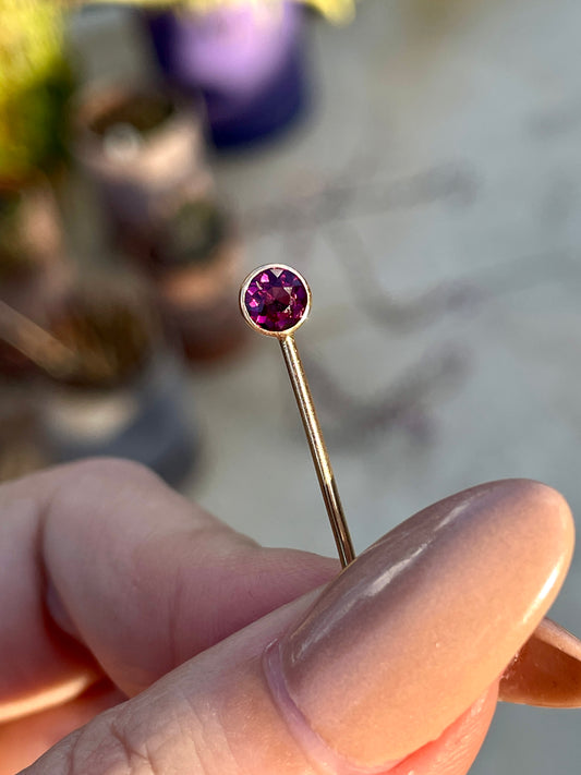Antique yellow 18K pink tourmaline 0.25 ctw stickpin or charm