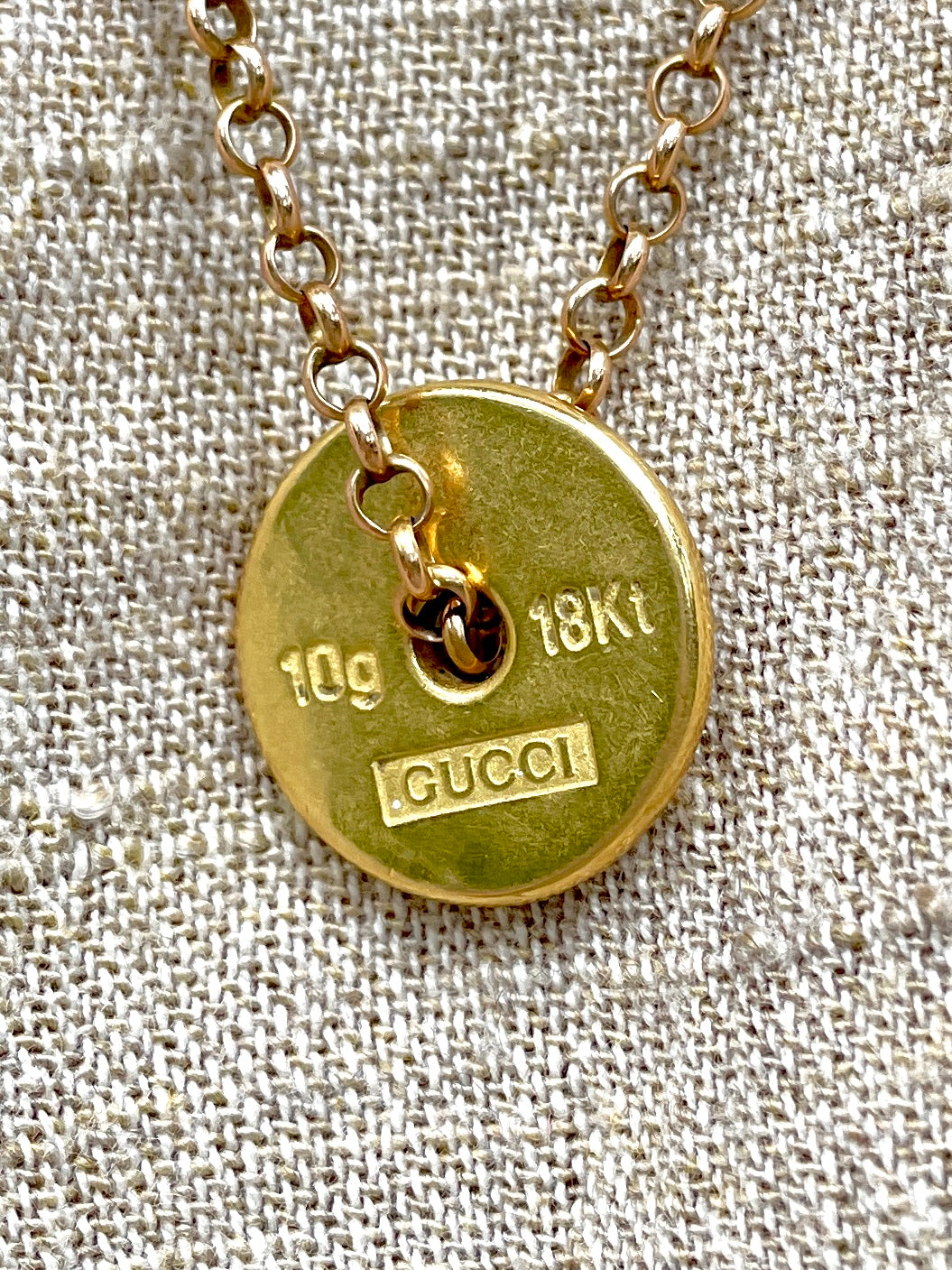 Vintage yellow 18K Gucci disc pendant