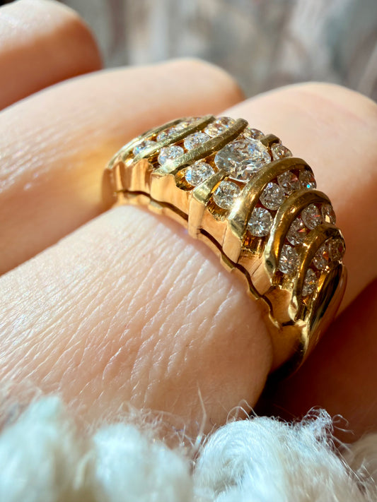 Vintage 19.2K gold Portuguese approx .95ctw diamond ring, size 7.75