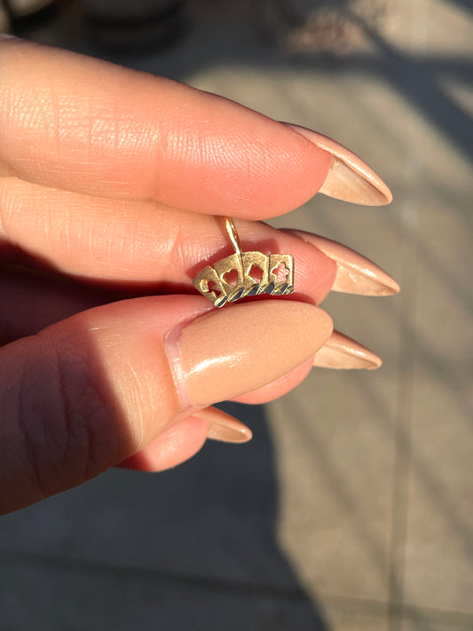 Vintage yellow 14K card suits charm