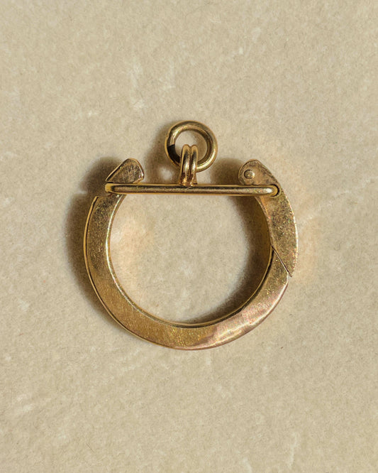 Vintage rosy yellow 18K gold large circular charm holder, 1.25 inch long