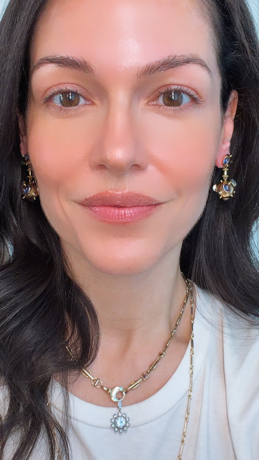 Vintage yellow 18K Temple St Clair Cosmos gemstone drop earrings