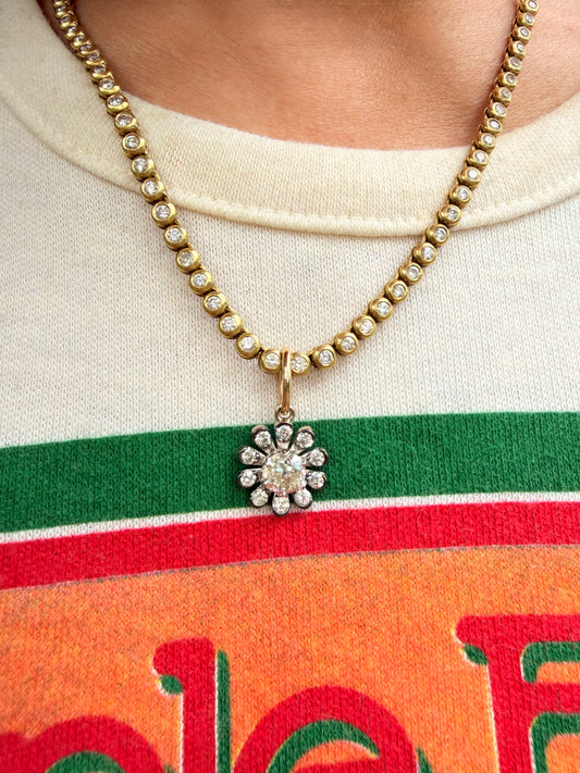 3GOG Natural Antique Diamond Garden Party Flower Pendant 14K - Release 1