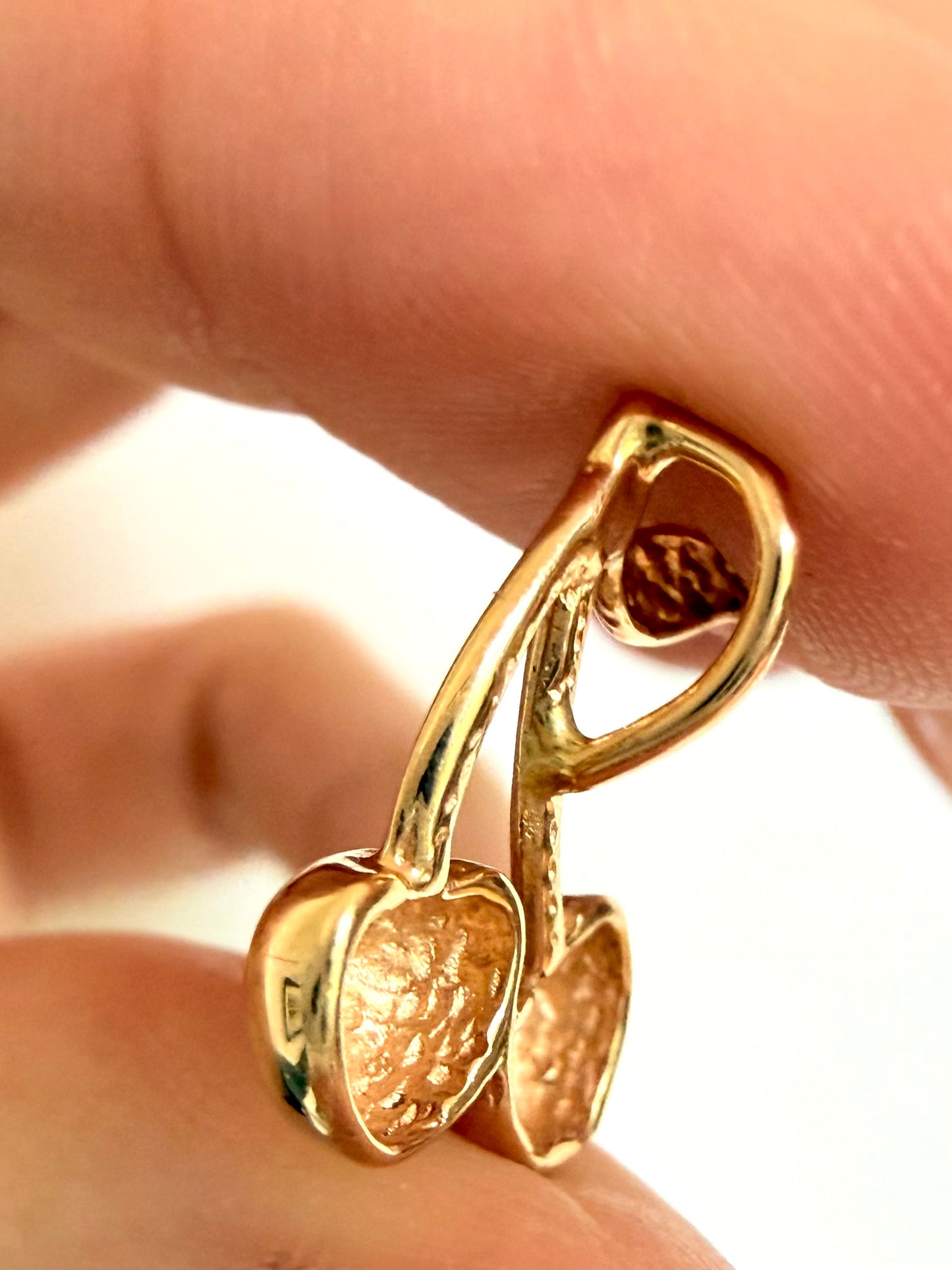 Yellow 14k gold cherries charm