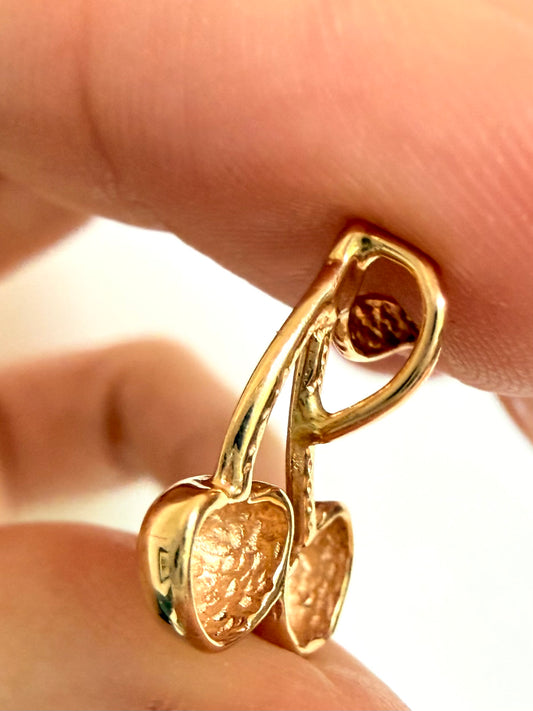 Yellow 14k gold cherries charm