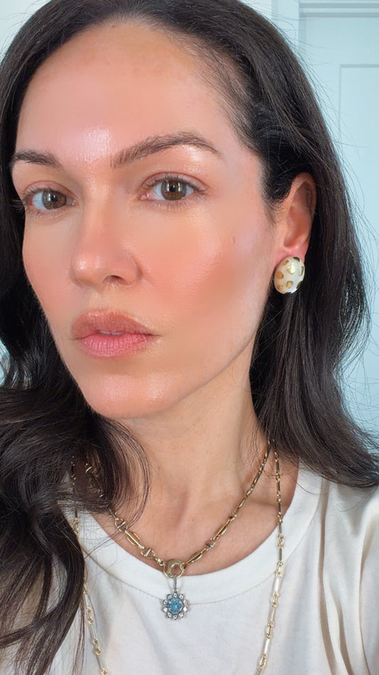 Vintage yellow 18K Tiffany and Co mother of pearl inlay positive negative earrings