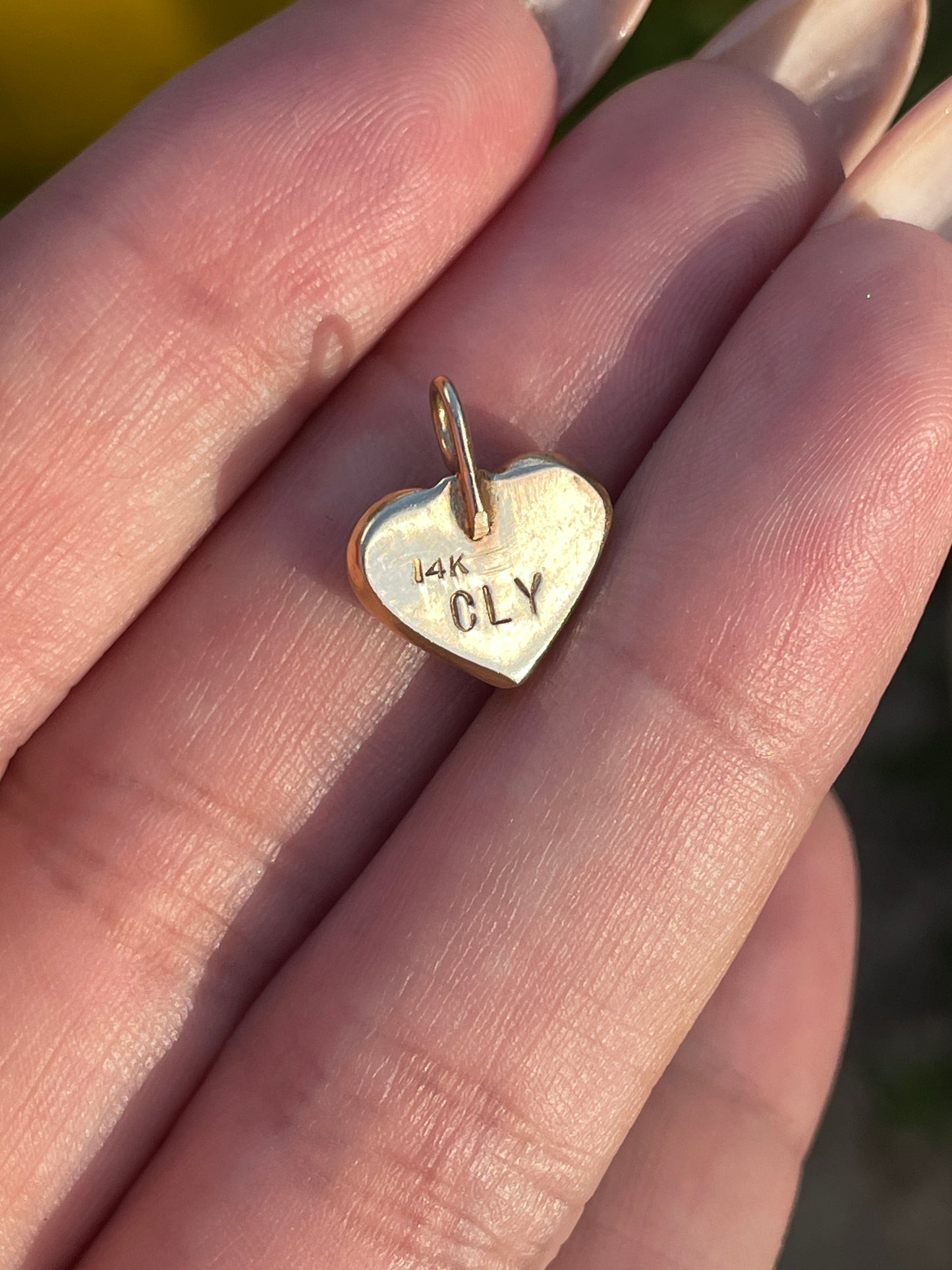 Vintage yellow 14K heart charm with turquoise