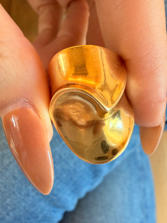 Vintage 14K sculptural armor ring, size 6.5