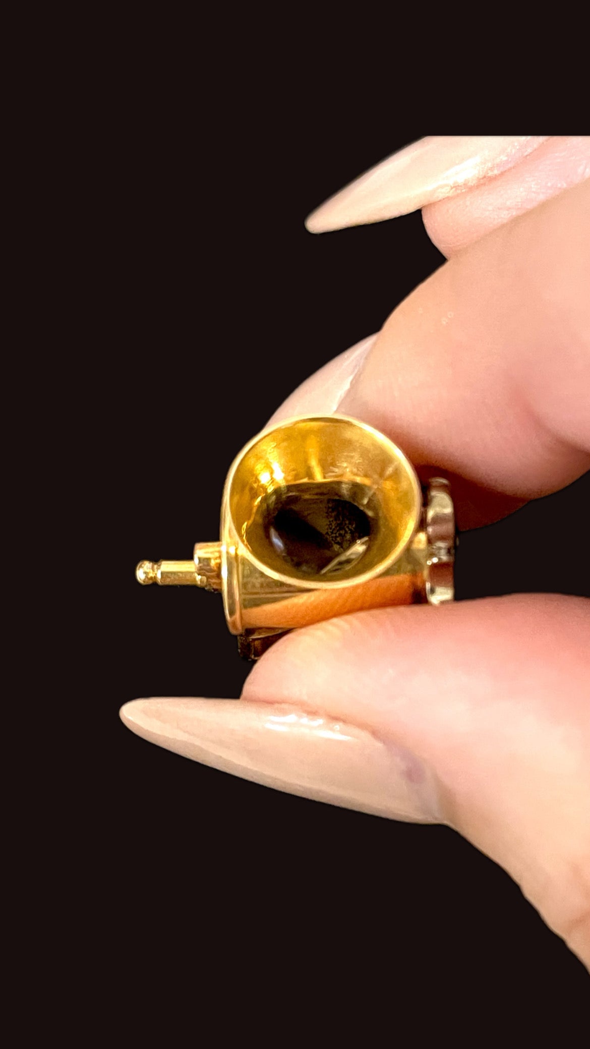 Vintage yellow and white 18K articulated meat grinder charm