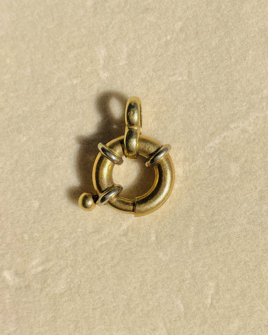 Vintage yellow 14K gold bolt clasp charm holder, 1 inch