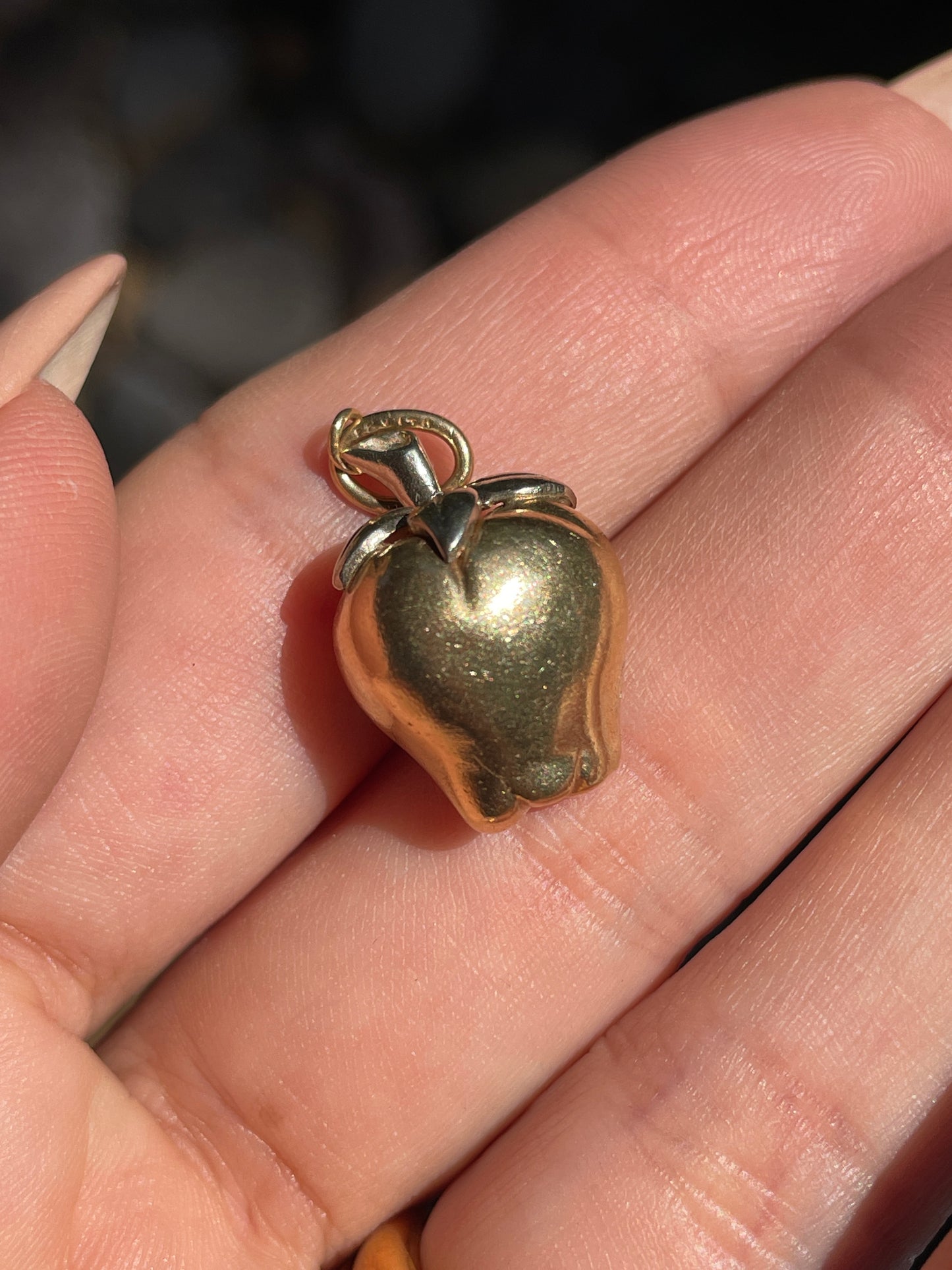 Vintage yellow 14K gold heavy fruit pendant