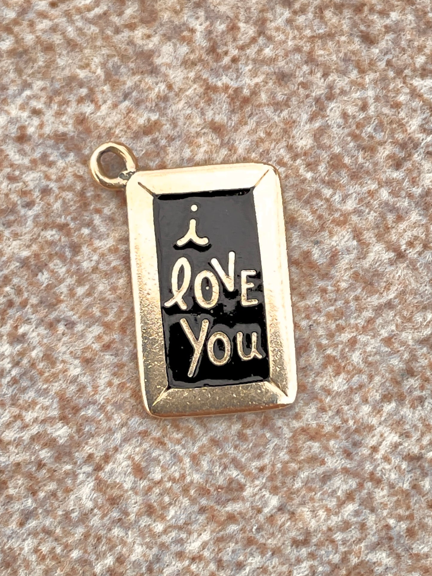 Vintage 14K I Love You chalkboard enamel charm