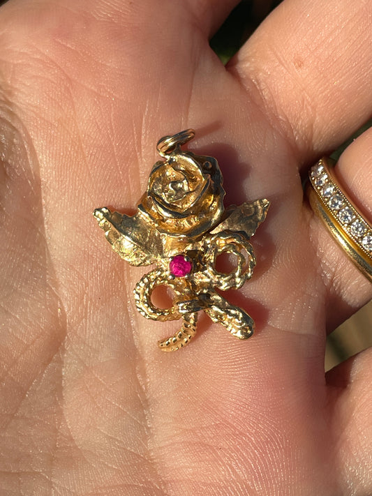 Vintage yellow 14K gold Rose charm