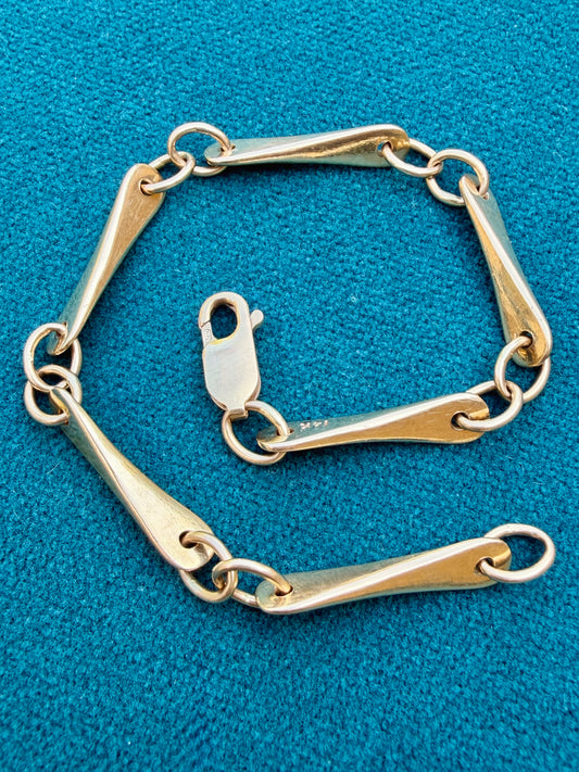 Vintage yellow 14K propeller bar link bracelet, 7 inch fit and sizable
