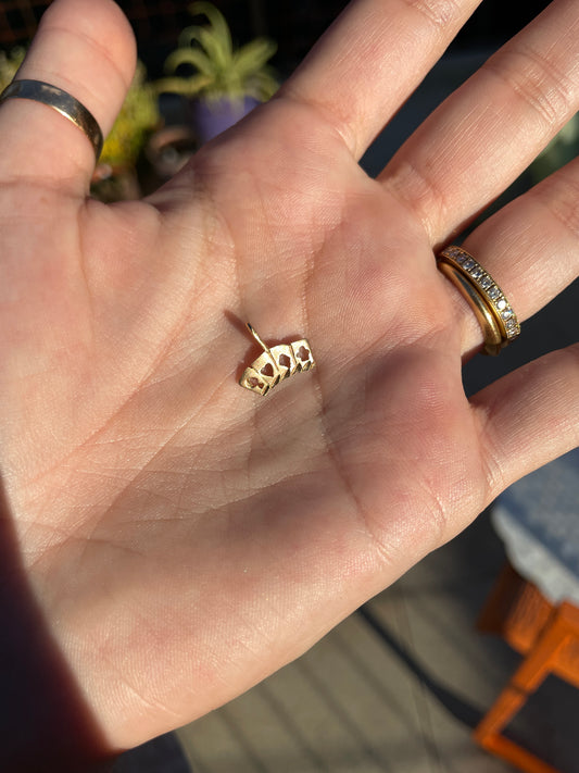 Vintage yellow 14K card suits charm