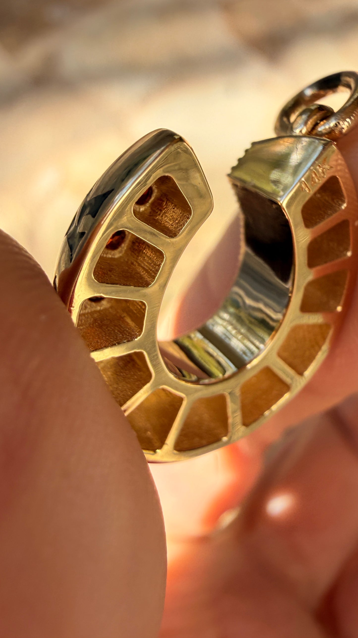 3GOG original yellow 14K Good Luck Garnet Horseshoe - Ready to ship