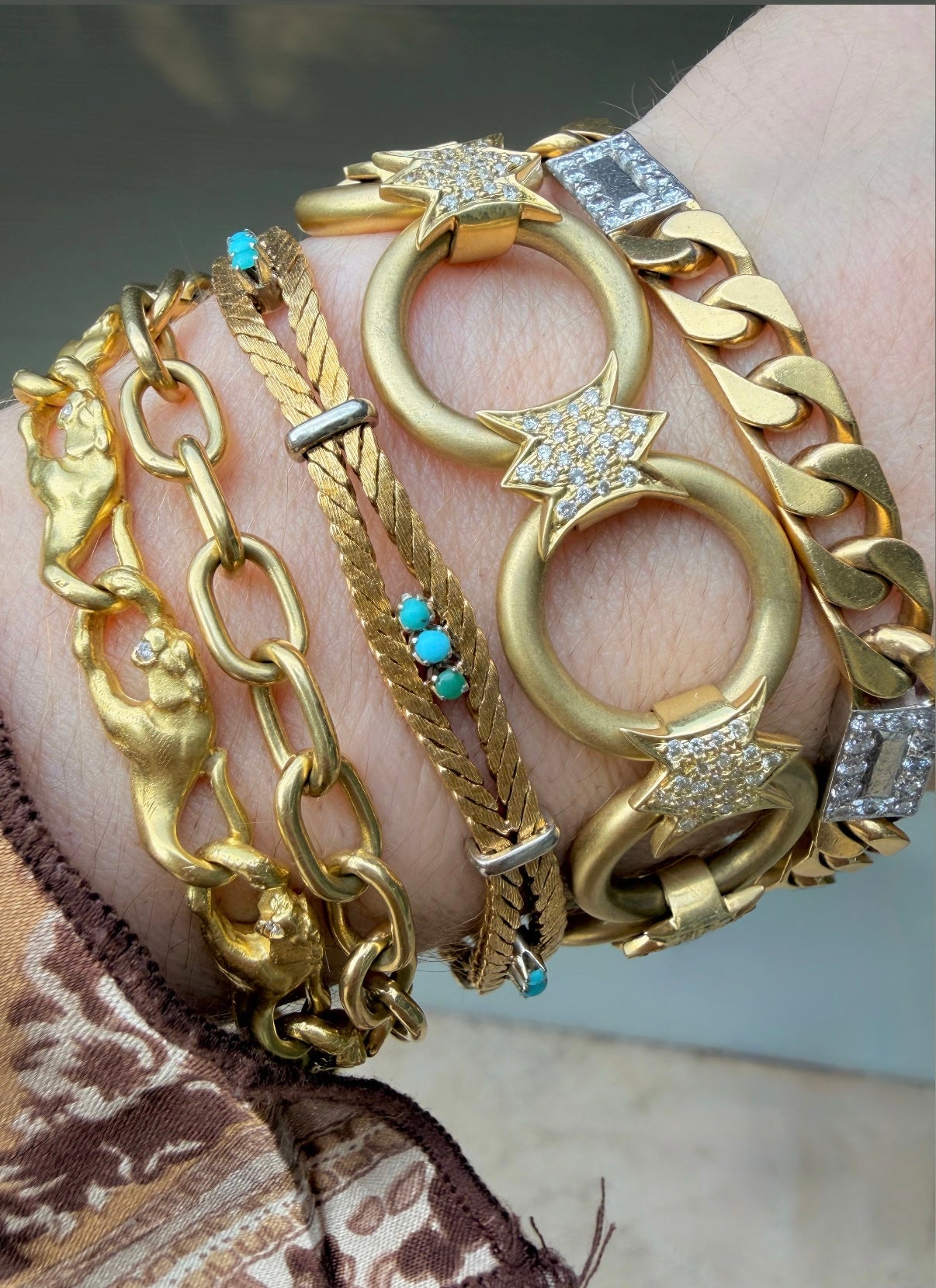 Vintage yellow 18K solid oval link bracelet, 7.75 inch sizable