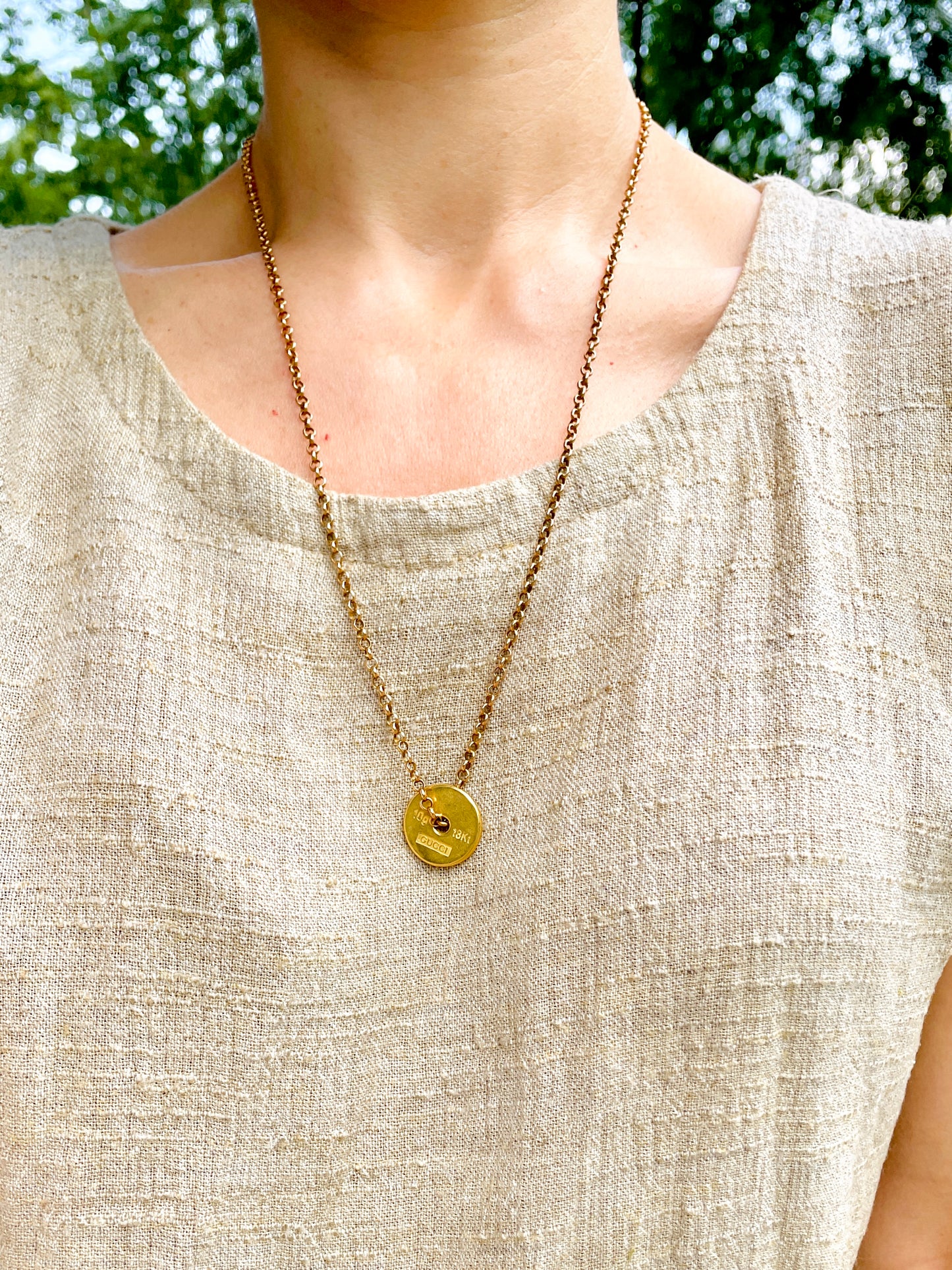 Vintage yellow 18K Gucci disc pendant