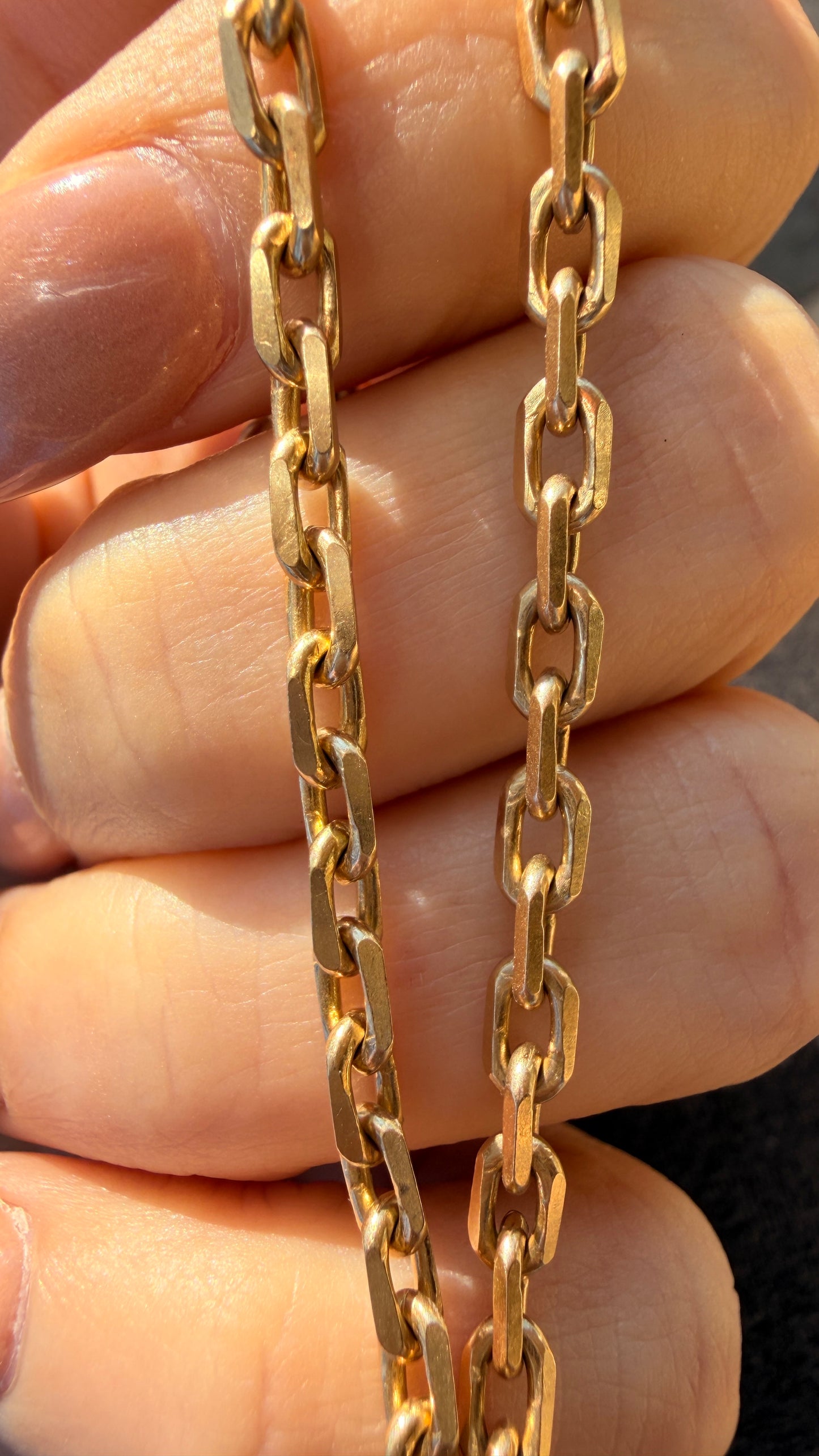Vintage yellow 14K biker chain, 17 inch
