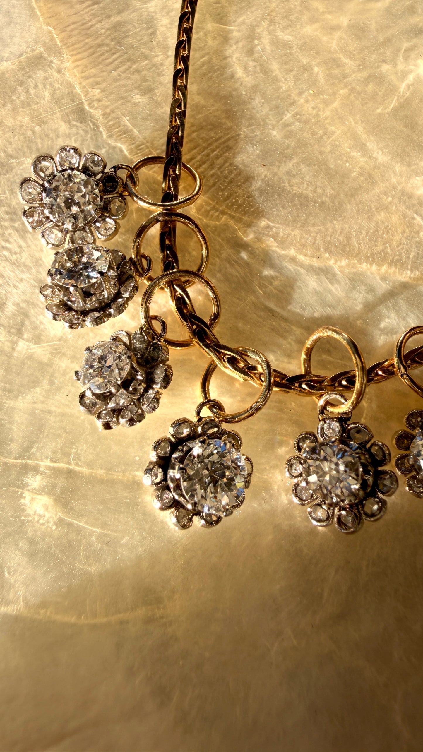 Antique 18K gold diamond flower charms