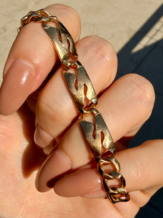 Vintage rosy yellow 19K triple S curb bracelet, 7.5 inch sizable