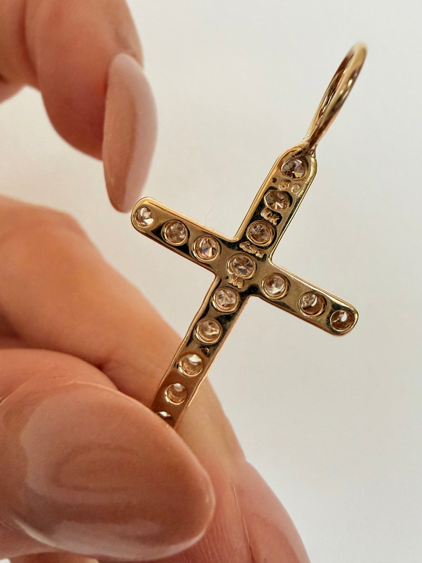 Vintage yellow 14K/10K cross pendant with .45ctw diamonds